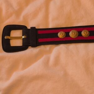 Escada Black and Red Belt with Gold Details